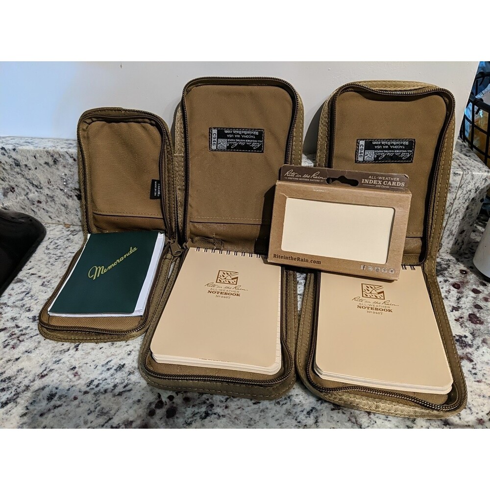 3x Rite in The Rain C946 Tan Field Book Kit Notebooks & All Weather Index Cards